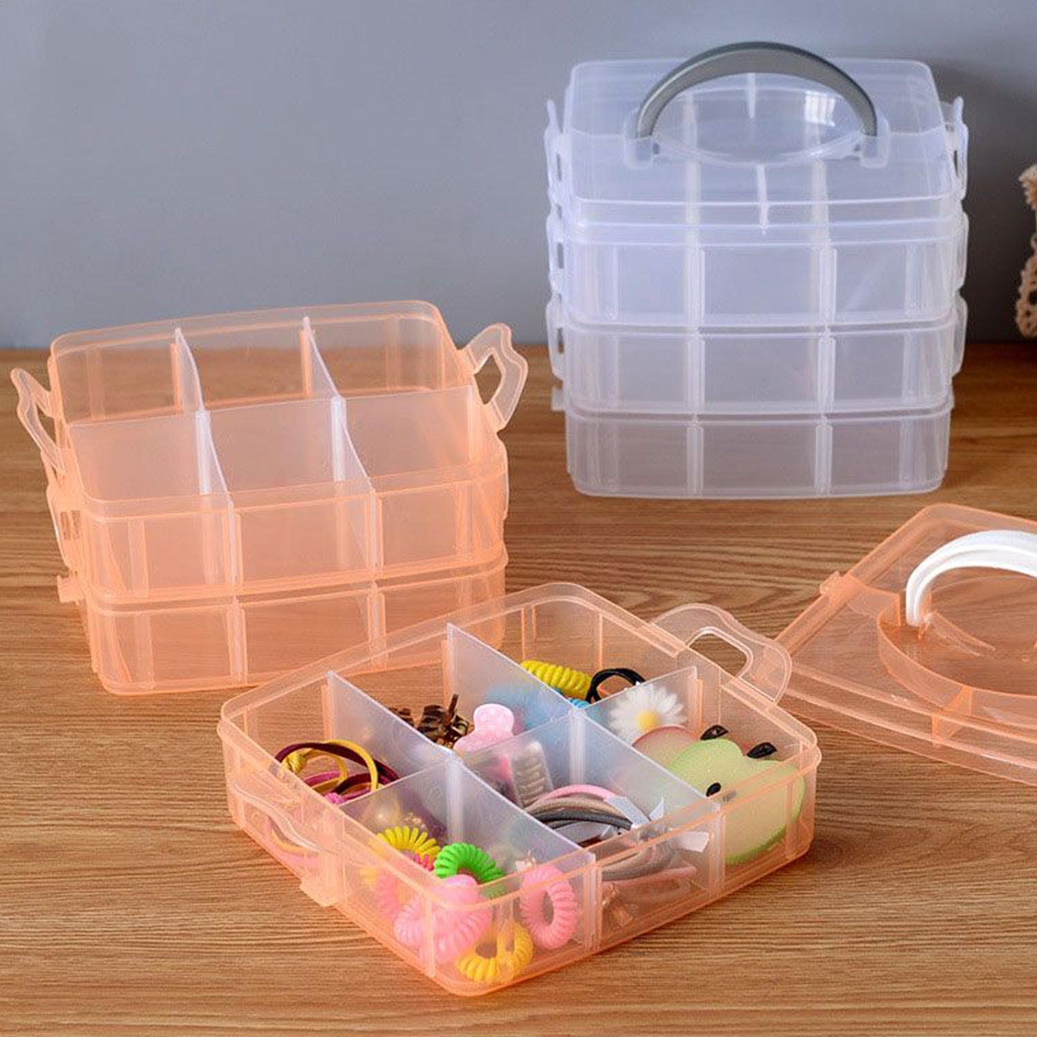 2644 3-Tier 18 Sections Transparent Stackable Adjustable Compartment Slot Plastic Craft Storage Box 2644 3-Tier 18 Sections Transparent Stackable Adjustable Compartment Slot Plastic Craft Storage Box